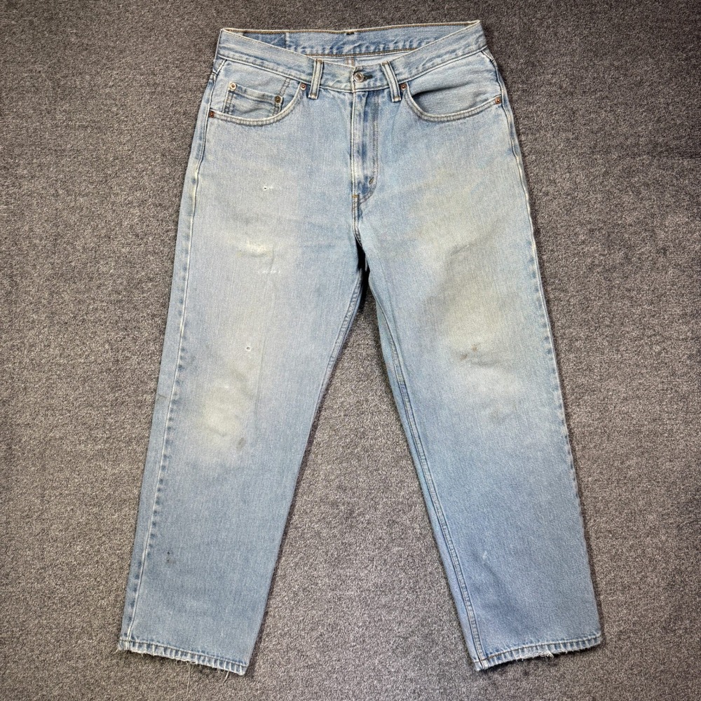Levi's 550 Jeans Mens 33x30 Relaxed Fit Distressed Light Wash Blue Denim